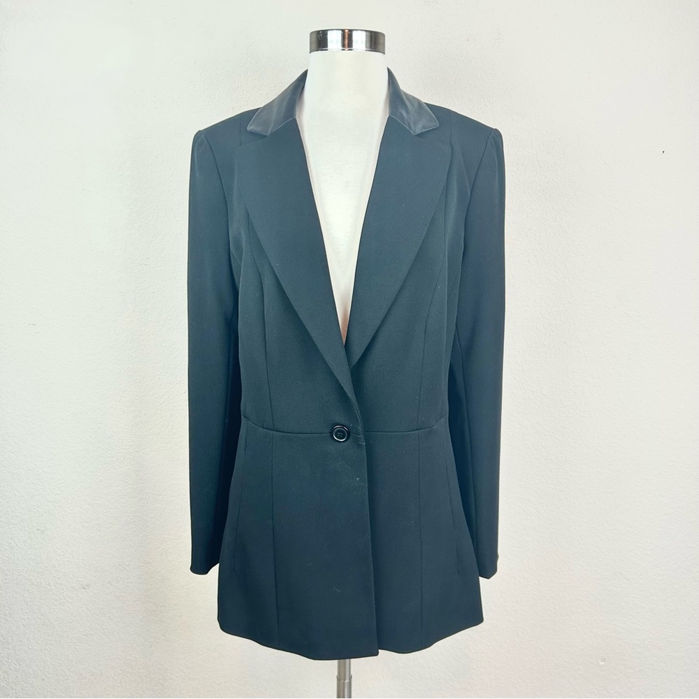 Cache Leather Trim Black Novelty Blazer NWT